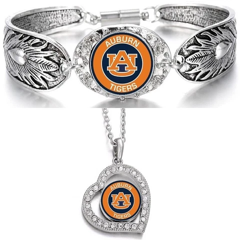 Auburn Tigers Womens 925 Sterling Silver Necklace Bracelet Gift Set State D3D19 Cover