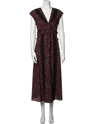 Maxi Vestido Largo Estampado Floral THAKOON Talla M | EE. UU. 6 Negro Rojo Floral Midi Foto 1 de 4