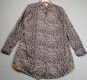 Victoria’s Secret Sleep Shirt Women’s Medium Black Pink Gold Leopard Long Sleeve - Picture 1 of 11