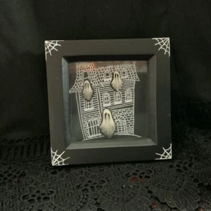 Homemade Haunted House Ghost Picture In 3D Shadow Deep Box Frame Gothic Witch - Picture 1 of 4