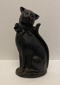 Antiker Kaminständer Türstopper aus Gusseisen 14 Zoll hoch schwarze Katze Made in England. - Bild 1 von 8