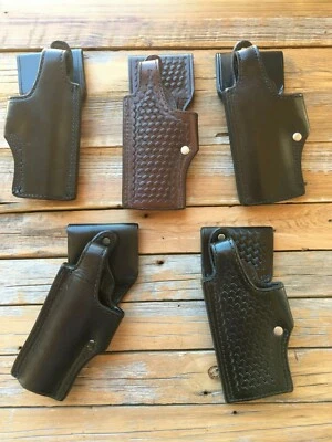 Vintage Tex Shoemaker Leather Lined Holster For Colt Commander Black Brown - Image 1 of 2