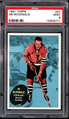 1961 Topps Hockey #27 Ab Mcdonald PSA 9 - Image 1 of 2