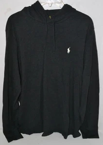 Polo Ralph Lauren Hooded Long Sleeve T-Shirt Mens Large Charcoal Light Hoodie - Picture 1 of 6