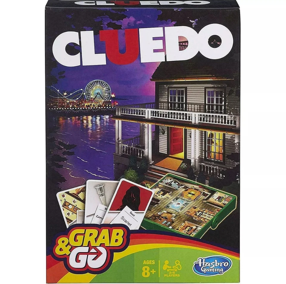Hasbro Cluedo Grab and Go Travel Compact Classic Board Game 3-6 Players Ages 8