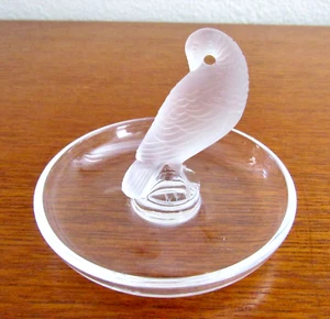 Vintage signierte LALIQUE FRANCE mattierte Kristall Turteltaube Ring Schale - TOP! - Bild 1 von 5