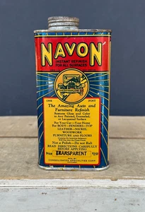 RARE Vintage 1920s NAVON Refinishing for Automobiles & Furniture Tin Can BEAUTY! - Picture 1 of 11