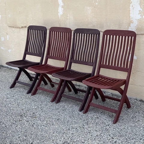 Outdoor Classics Distinctive Teak Wood Folding Chairs - Set of 4 Cover