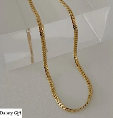 Colar corrente cubana ouro 3 mm aço inoxidável titânio moda chique feminino 16" - Imagem 1 de 4