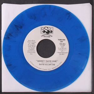DAVID ALLAN COE: monkey david wine SSS INT'L 7" Single 45 RPM - Picture 1 of 2