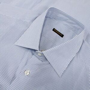 Rubinacci NWOT Dress Shirt Size 17 43 In White With Shade of Blue Stripes