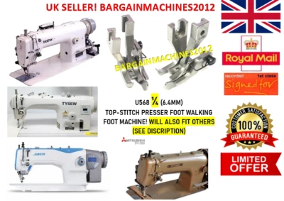 U568 ¼ (6.4MM) TOP-STITCH PRESSER FOOT JACK,TYSEW, BROTHER WALKING FOOT MACHINE - Image 1 of 4