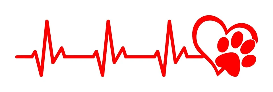 Calcomanía pegatina Heart Beat pata de perro pulso vida troquelada latido del corazón cachorro perro amante Foto 1 de 1