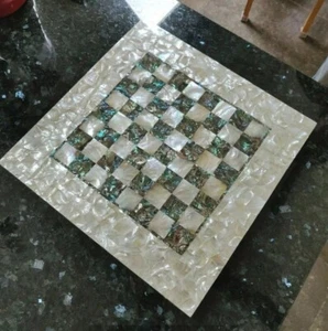 24" Abalone Shell & MOP Gemstones Random Chess Game Table Luxurious Balcony Deco - Picture 1 of 10