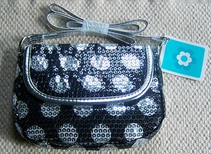DOT SEQUIN MINI CROSSBODY PURSE, SILVER & BLACK W/ PINK INSIDES. NWT. AGES 3+. - Picture 1 of 3