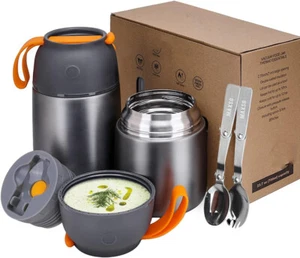 Thermobehälter für Essen Edelstahl thermo Lunchbox Henkelmann heiß & kalt 650ml - Bild 1 von 21