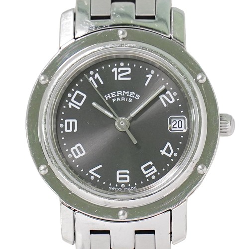 HERMÈS Orologio HERMES Clipper Acciaio Inox Quarzo Nero Argento