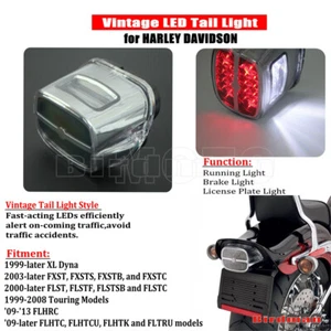 Motorcycle LED Brake Tail Light Chrome License Plate Lamp For Dyna Sportster XL - Picture 1 of 12