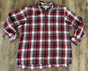 Eddie Bauer Women’s Plaid Pull Over Jacket Shirt Cotton Zip Red Blue Sz Large - Picture 1 of 16