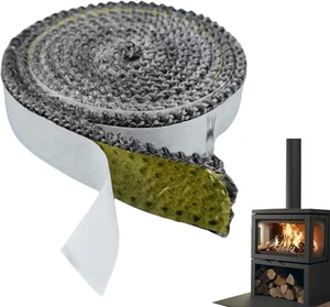 3 m x 10 mm flaches Ofenseil, selbstklebendes hitzebeständiges Glasdichtband, Feuerseil - Bild 1 von 7