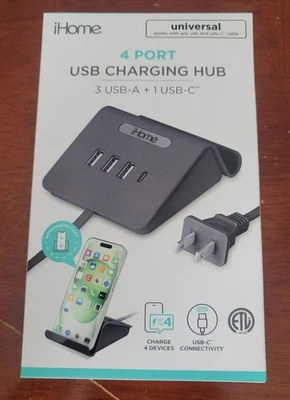 iHome ▪︎ Hub de carga USB de 4 puertos ▪︎ (Universal) ▪︎ Negro Foto 1 de 4