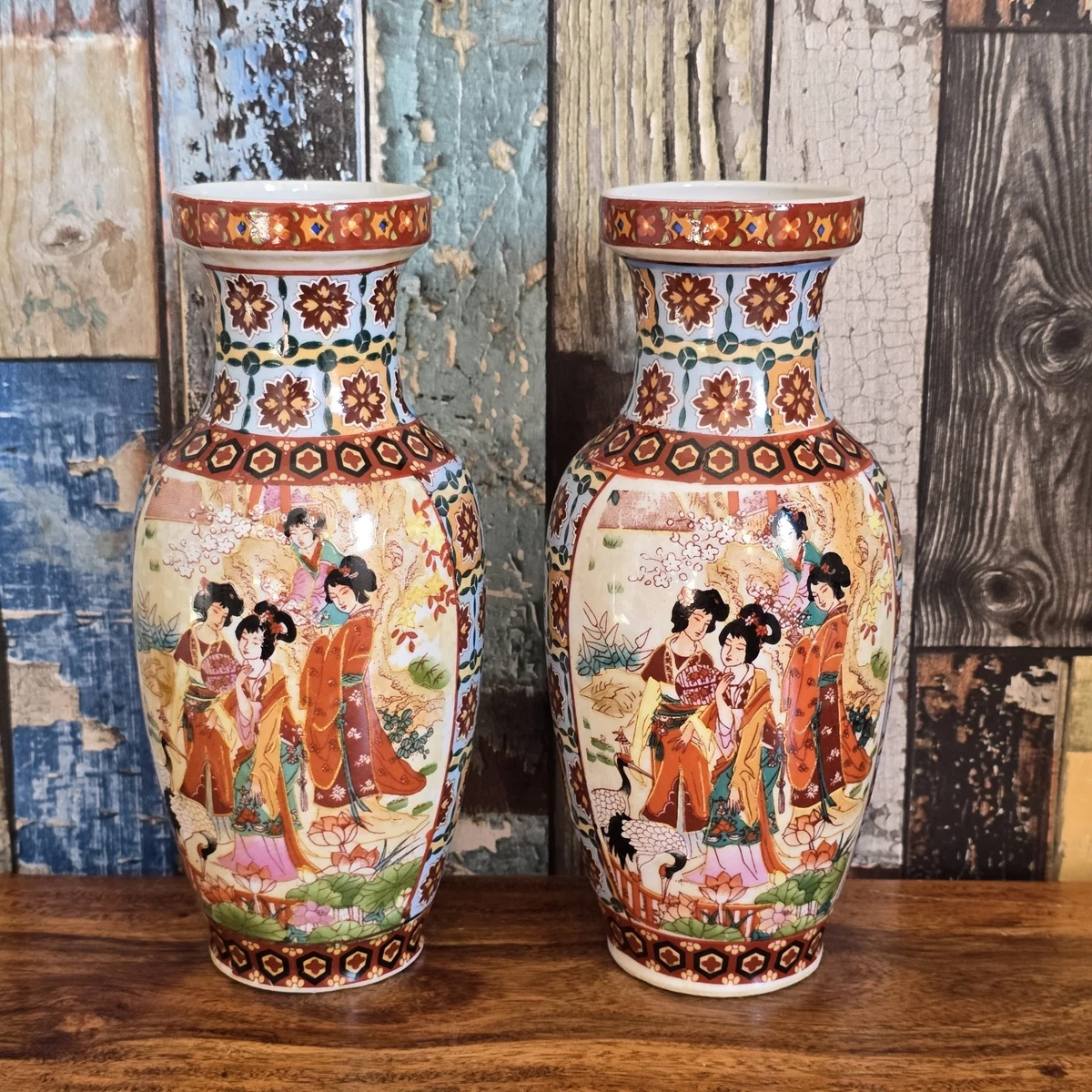 艺妓花瓶印第安纳中国古董花瓶| eBay