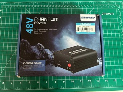 NEW AOKEO Phantom 48V Power Supply For Condenser Microphone 1 Channel