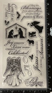 Weihnachtskrippe transparent PHOTOPOLYMER Stempel Set religiös Weihnachten Basteln - Bild 1 von 2