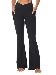 Flare Leggings for Women with Pockets, Crossover Yoga Pants with Tummy Contro... - Picture 1 of 7