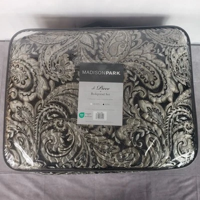 Madison Park Bedspread Set King 5pc Paisley Comforter Shams Bedding Quilt Luxury - Image 1 of 4