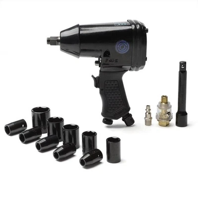 SGS 1/2" Air Impact Wrench w/ Sockets, Extension, Mini Oiler & Set & Case 17pcs - Image 1 of 4