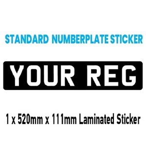 520mm x 111mm Black Standard Number Plate Show Car Sticker - Picture 1 of 1