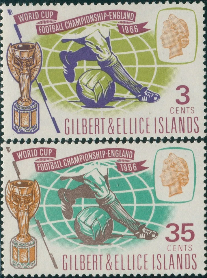 Gilbert & Ellice Islands 1966 SG125-126 World Cup Set MLH Foto 1 de 1