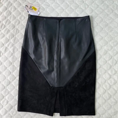 NWT Ivanka Trump Wonderland Skirt Women's 10 Black Faux Leather - Image 1 of 4