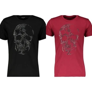 Camiseta para hombre BOLONGARO TREVOR con tachuelas de la muerte. Color: negro; rojo persa - Imagen 1 de 11