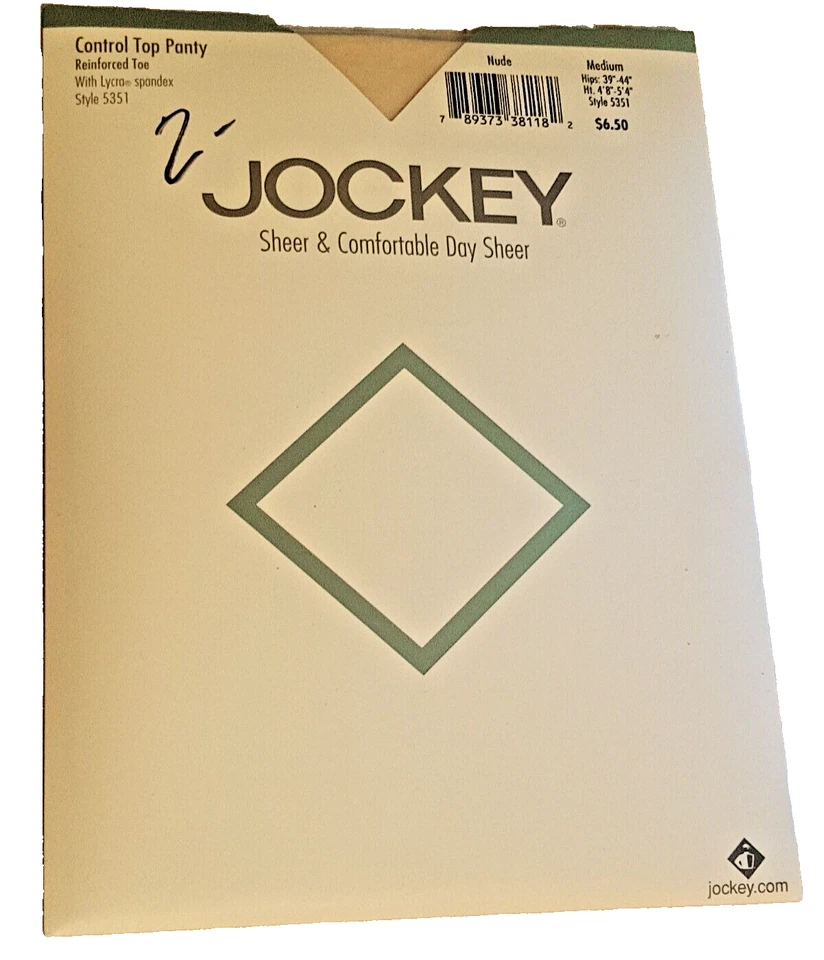 Jockey Sheer Control Top Panty Nude Medium Style 5351 Reinforced Toe