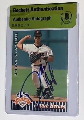 Royce Clayton signed 1992 upper deck card all star fan fest giants beckett coa - Image 1 of 4