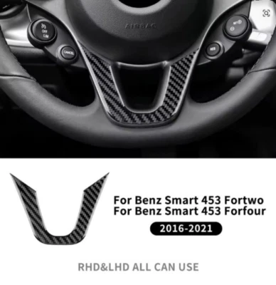 Lenkrad echt Carbon Mitte Blende Aufkleber für Smart Fortwo ForFour 453 2015-21 - Bild 1 von 3