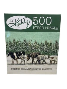 By Kathy 500 Piece Puzzle Farmhouse Design Friends Cow Sheep 24x18 NEW SEALED - Picture 1 of 6