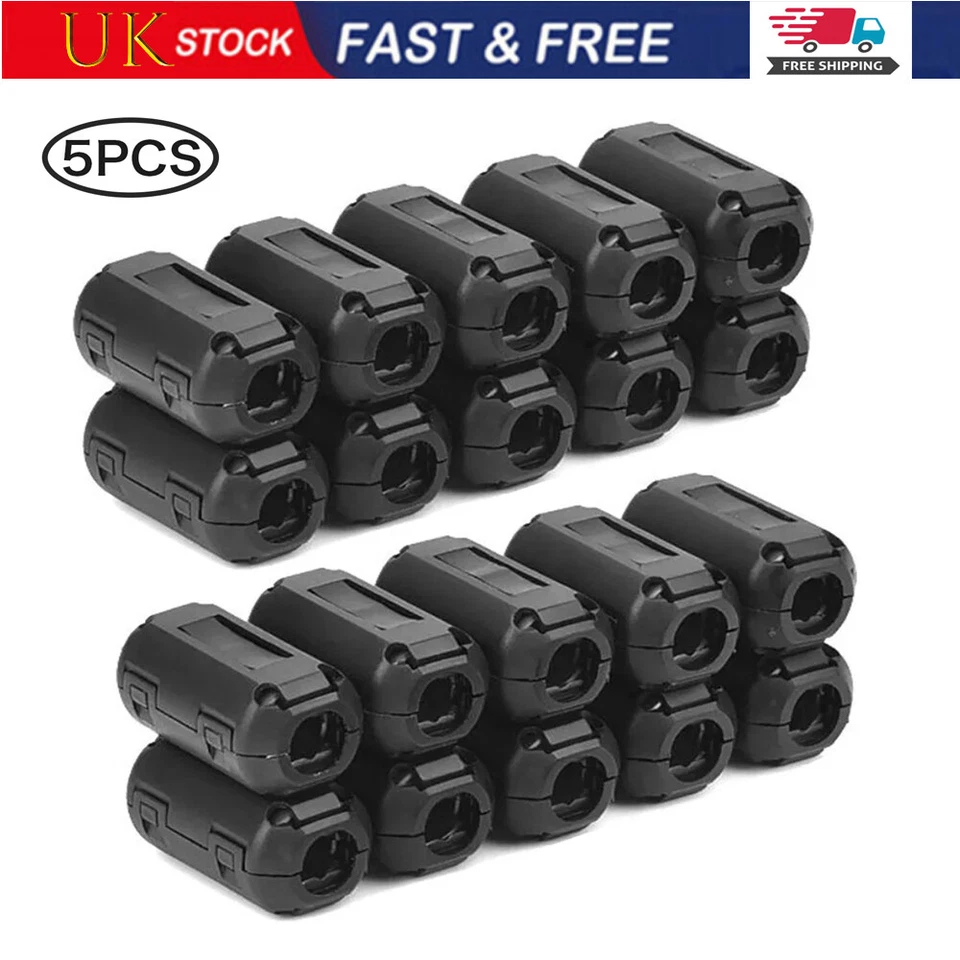 5-20X Clip-On Ferrite Cable Clips Ring Core Bead Choke Clamp Coil RFI Cable Clip - Image 1 of 1