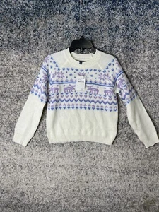 Freshman 1996 Crewneck Sweater Ivory Girls Size 7/8 K734 FAIR ISLE - Picture 1 of 5