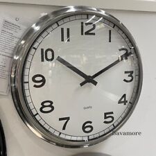 IKEA PUGG Wall Clock Stainless Steel/Glass 12½" BRAND NEW