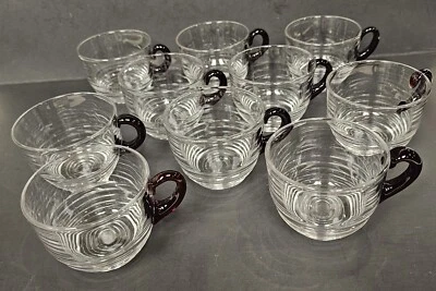 10件套透明玻璃沙碗杯带深红色手柄4盎司 — 第 1/4 张图片