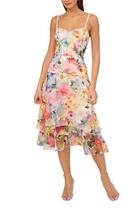 Adrianna Papell Printed Embroidered Fit & Flare Dress - Picture 1 of 7