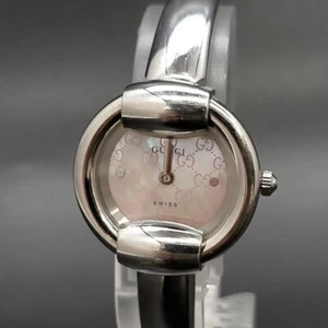 [As-Is] Gucci 1400L Pink Shell Bangle Watch Gg From Japan Not tested For Parts - Picture 1 of 4
