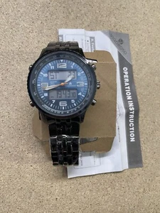 VIGOROSO V740 Men's LED Analog Digital Date Week Sports Outdoor Steel Watch Time - Picture 1 of 4
