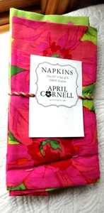APRIL CORNELL SET OF 6 COTTON NAPKINS 16" X 16" NWT MIXED FLORAL PATTERN INDIA - Picture 1 of 5