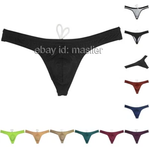 Mini Beachwear Men's Solid Bikini Pouch Swim Thong Comfortable Swimwear T-back - Picture 1 of 36