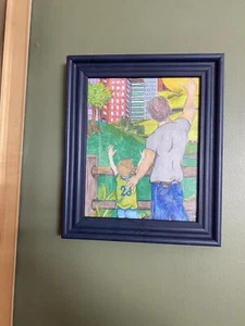 Original Signed Wall Art Dad Time Pencil Drawing Framed 8x10 - Picture 1 of 10