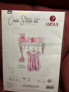 LUCA-S "BABY GIRL BIRTH" Counted Cross Stitch KIT carded Anchor Floss/Aida B1175 - Picture 1 of 6